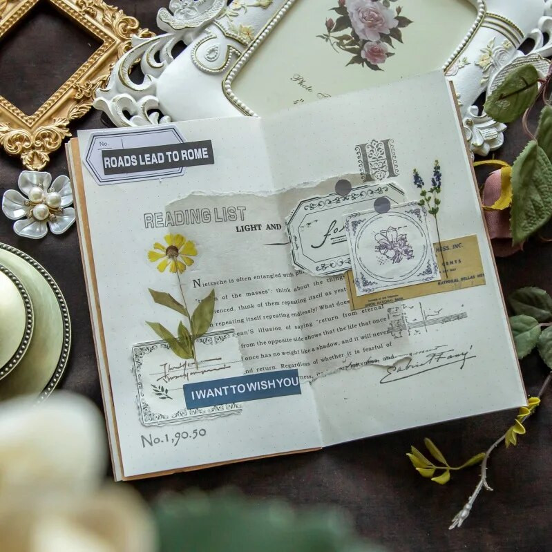 50 φύλλα/παρτίδα Υπόμνημα Σημειώσεις Αυτοκόλλητες Σημειώσεις Retro Flower of Byzantium Junk Journal Scrapbooking Αυτοκόλλητα Γραφείο Σχολική γραφική ύλη