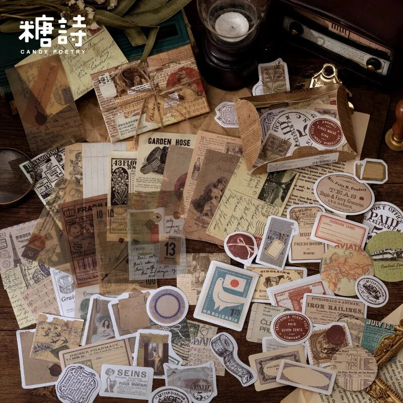 60 tk/1 partii Kawaii kirjatarvete kleebised Retro-mälutubade sari Rämpsajakirjade päevik Dekoratiivsed mobiilikleebised Scrapbooking DIY