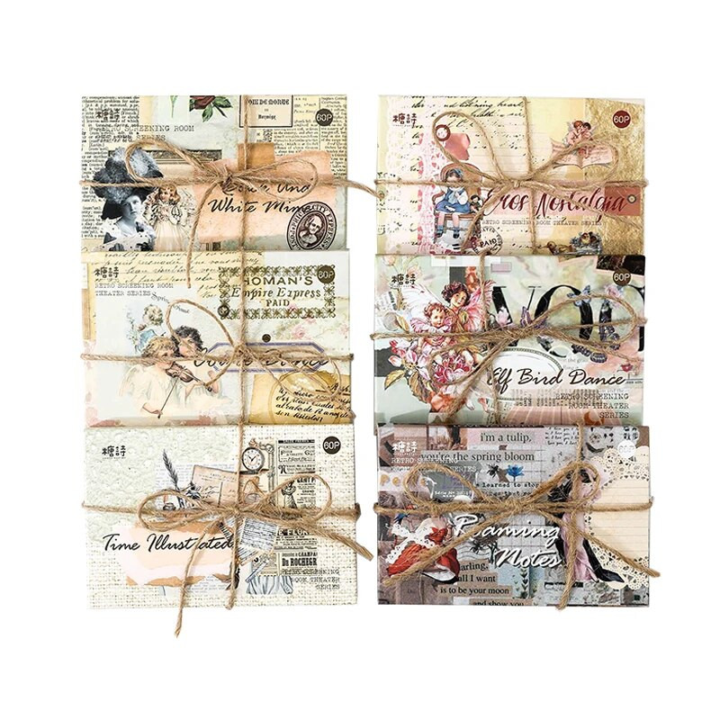 60 tk/1 partii Kawaii kirjatarvete kleebised Retro-mälutubade sari Rämpsajakirjade päevik Dekoratiivsed mobiilikleebised Scrapbooking DIY