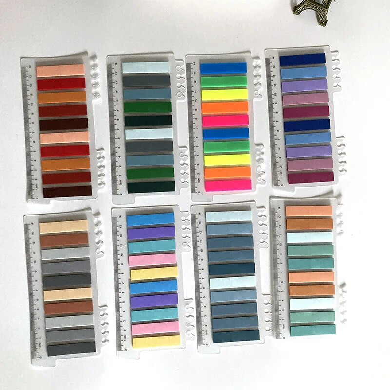 200 listov/ks Priehľadný indexový papier na poznámky Kancelárske školské potreby Papiernictvo Lepiace poznámky Fluorescenčné nálepky Pásiky Lepkavé