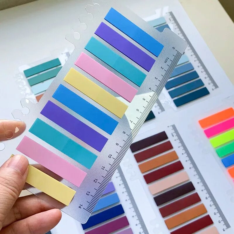 200 listov/ks Priehľadný indexový papier na poznámky Kancelárske školské potreby Papiernictvo Lepiace poznámky Fluorescenčné nálepky Pásiky Lepkavé