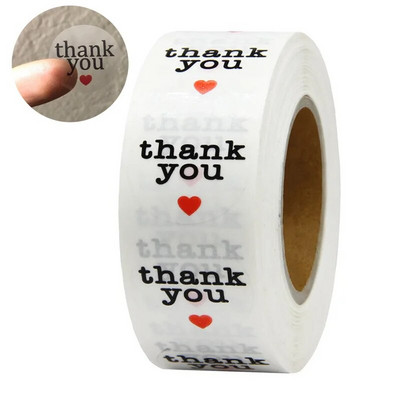50 de bucăți autocolante rotunde, transparente, pentru Crăciun fericit, cutie cu felicitări de mulțumire