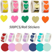 500Pcs/Roll Love Heart Shap Sticker Seal Labels Cute Stationery Scrapbooking Scrapbooking for Craft Birthday Party Συσκευασία δώρου