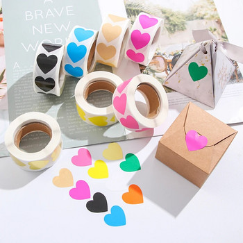 500 бр./ролка любов във формата на сърце стикер печат етикети сладък канцеларски стикер скрапбукинг за занаяти рожден ден опаковки за подаръци