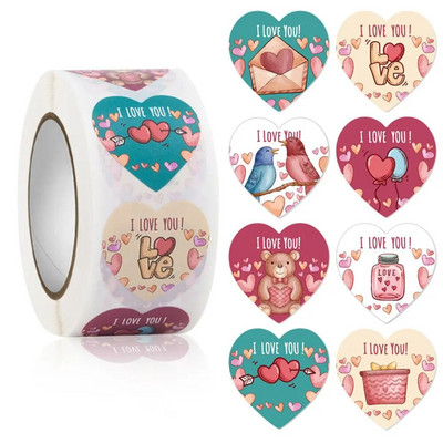 500Pcs/Roll Love Heart Shap Sticker Seal Labels Cute Stationery Scrapbooking Scrapbooking for Craft Birthday Party Συσκευασία δώρου