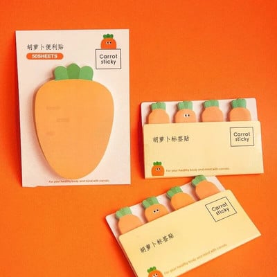 Kawaii Carrot N Times Sticky Notes Креативен офис декор Хартия Memo Pad Консумативи за доставка Декорация Японски канцеларски материали