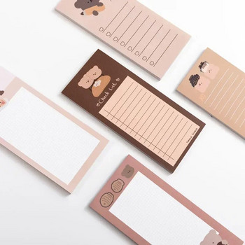 50 листа Сладки корейски бисквити Bear Memo Pad Бележки за съобщения Декоративен бележник Списък за проверка на бележки Канцеларски материали Офис консумативи