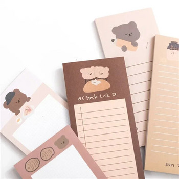 50 листа Сладки корейски бисквити Bear Memo Pad Бележки за съобщения Декоративен бележник Списък за проверка на бележки Канцеларски материали Офис консумативи