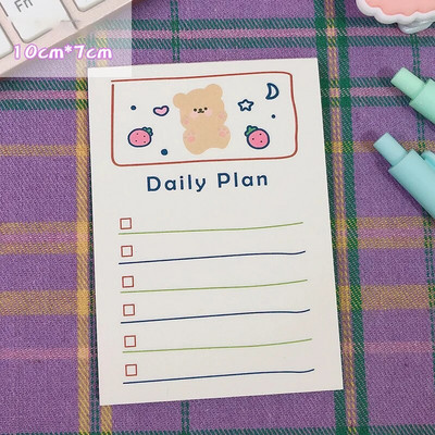 50 listova Slatki medvjed Memo Pad Dekoracija Bilješke Papir Popis zadataka Dnevni planer DIY spomenar Papirnica Školski pribor