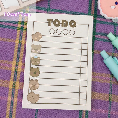 50 listova Slatki medvjed Memo Pad Dekoracija Bilješke Papir Popis zadataka Dnevni planer DIY spomenar Papirnica Školski pribor