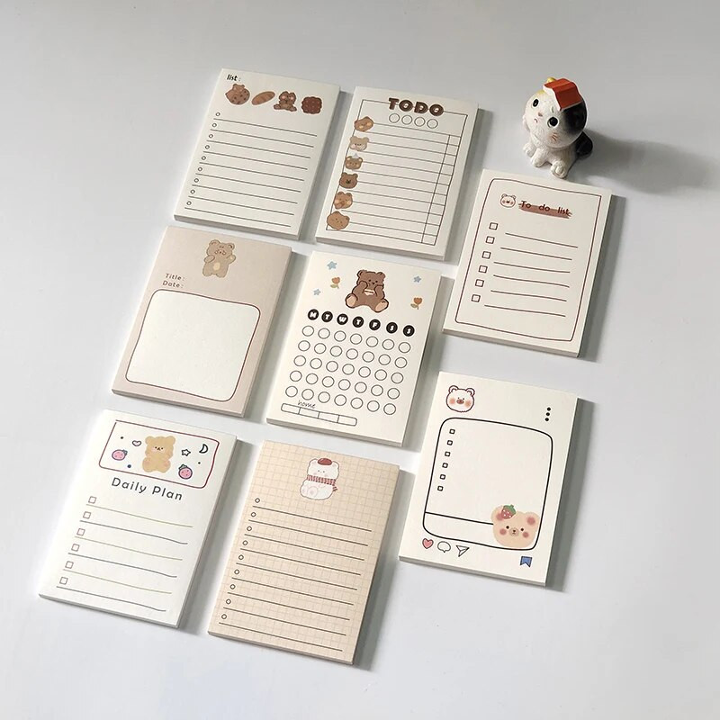50 listova Slatki medvjed Memo Pad Dekoracija Bilješke Papir Popis zadataka Dnevni planer DIY spomenar Papirnica Školski pribor