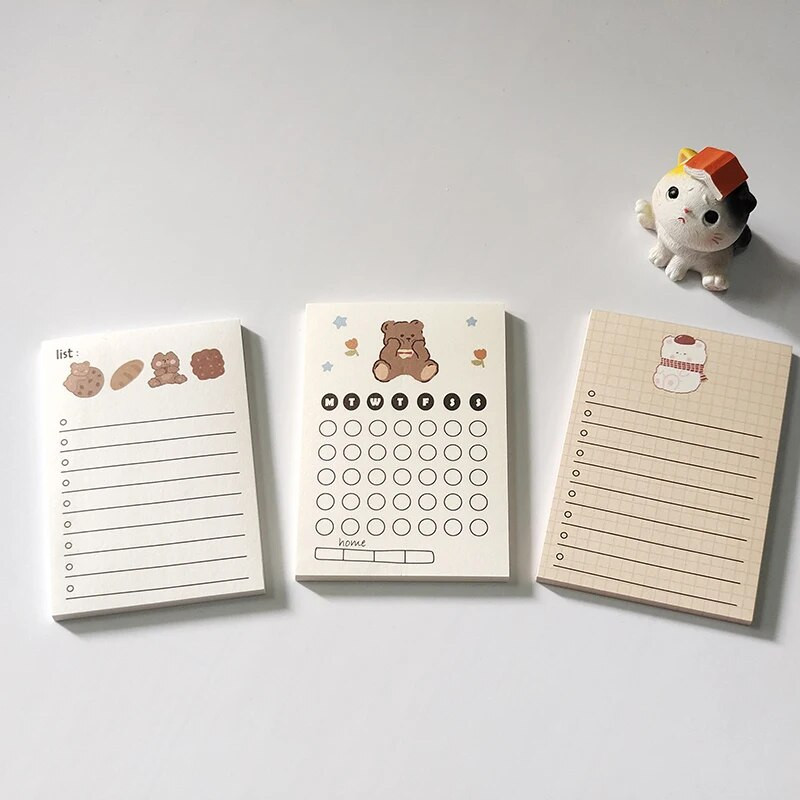 50 listova Slatki medvjed Memo Pad Dekoracija Bilješke Papir Popis zadataka Dnevni planer DIY spomenar Papirnica Školski pribor