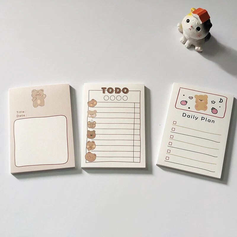 50 listova Slatki medvjed Memo Pad Dekoracija Bilješke Papir Popis zadataka Dnevni planer DIY spomenar Papirnica Školski pribor