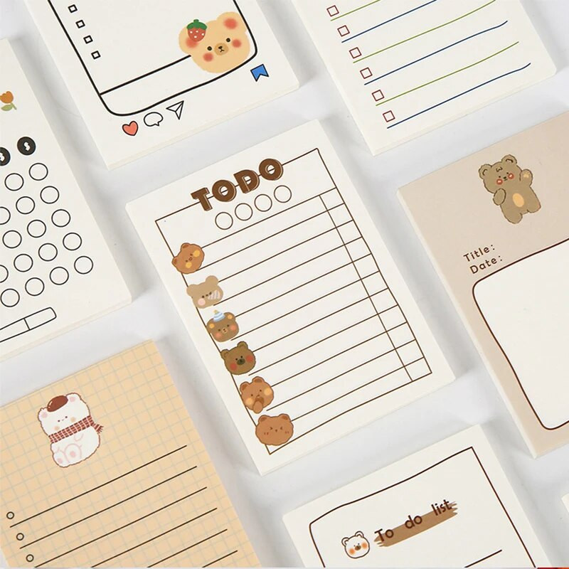 50 listova Slatki medvjed Memo Pad Dekoracija Bilješke Papir Popis zadataka Dnevni planer DIY spomenar Papirnica Školski pribor