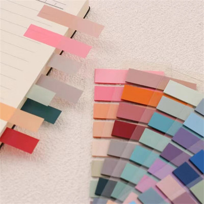 200 листа Morandi Transparent Fluorescent Index Tabs PET Flags Memo Sticky Note for Page Marker Planner Stickers Office School