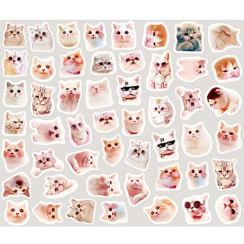 1 πακέτο χαριτωμένα ρομαντικά αυτοκόλλητα Γάτα κινουμένων σχεδίων Μικρό αυτοκόλλητο ζωγραφισμένο με ακουαρέλα ημερολόγιο φωτογραφία Διακοσμητικά αυτοκόλλητα χαρτικά
