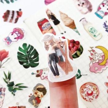 1 πακέτο χαριτωμένα ρομαντικά αυτοκόλλητα Γάτα κινουμένων σχεδίων Μικρό αυτοκόλλητο ζωγραφισμένο με ακουαρέλα ημερολόγιο φωτογραφία Διακοσμητικά αυτοκόλλητα χαρτικά
