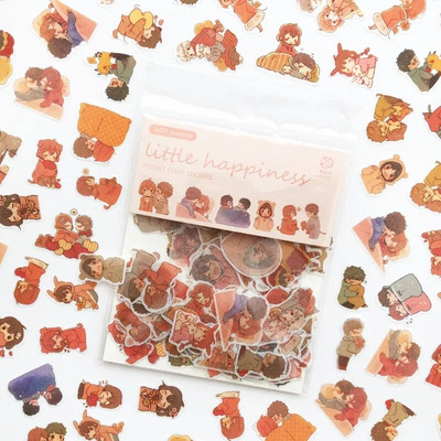 1 paket slatkih romantičnih naljepnica Mačka iz crtanog filma Mala naljepnica Oslikani akvarelom Dnevnik Fotografija Ukrasne naljepnice za papir