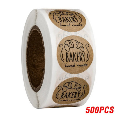 100-500 τμχ Χειροποίητα αυτοκόλλητα Kraft Χειροποίητα αυτοκόλλητα "αρτοποιείο" Scrapbooking για κουτιά μπισκότων Ετικέτες σφραγίδων αυτοκόλλητο Χαριτωμένο χαρτικά