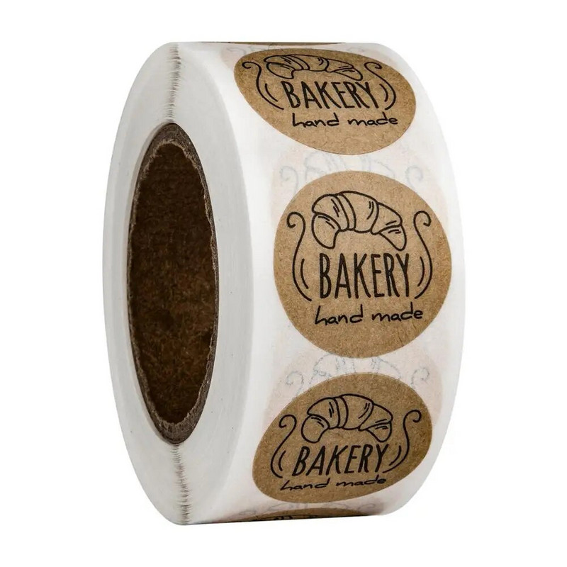 100-500 τμχ Χειροποίητα αυτοκόλλητα Kraft Χειροποίητα αυτοκόλλητα "αρτοποιείο" Scrapbooking για κουτιά μπισκότων Ετικέτες σφραγίδων αυτοκόλλητο Χαριτωμένο χαρτικά
