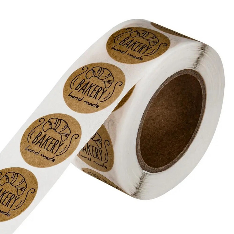 100-500 τμχ Χειροποίητα αυτοκόλλητα Kraft Χειροποίητα αυτοκόλλητα "αρτοποιείο" Scrapbooking για κουτιά μπισκότων Ετικέτες σφραγίδων αυτοκόλλητο Χαριτωμένο χαρτικά