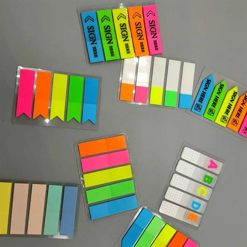 100 lehte Postitatud Läbipaistev kleepmärkmik Memoleht Selge kleepmärkmed Registri vahekaardid Järjehoidja Kirjatarbed Kontoritarbed