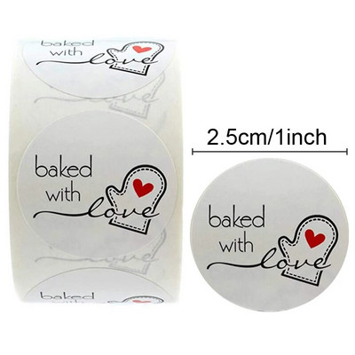 Αυτοκόλλητο χειροποίητο Baked with Love Χειροποίητο σπιτικό αρτοποιείο Αυτοκόλλητα Ετικέτες για Ψωμί Φαγητό Ψωμί Διακόσμηση Πακέτο κέικ