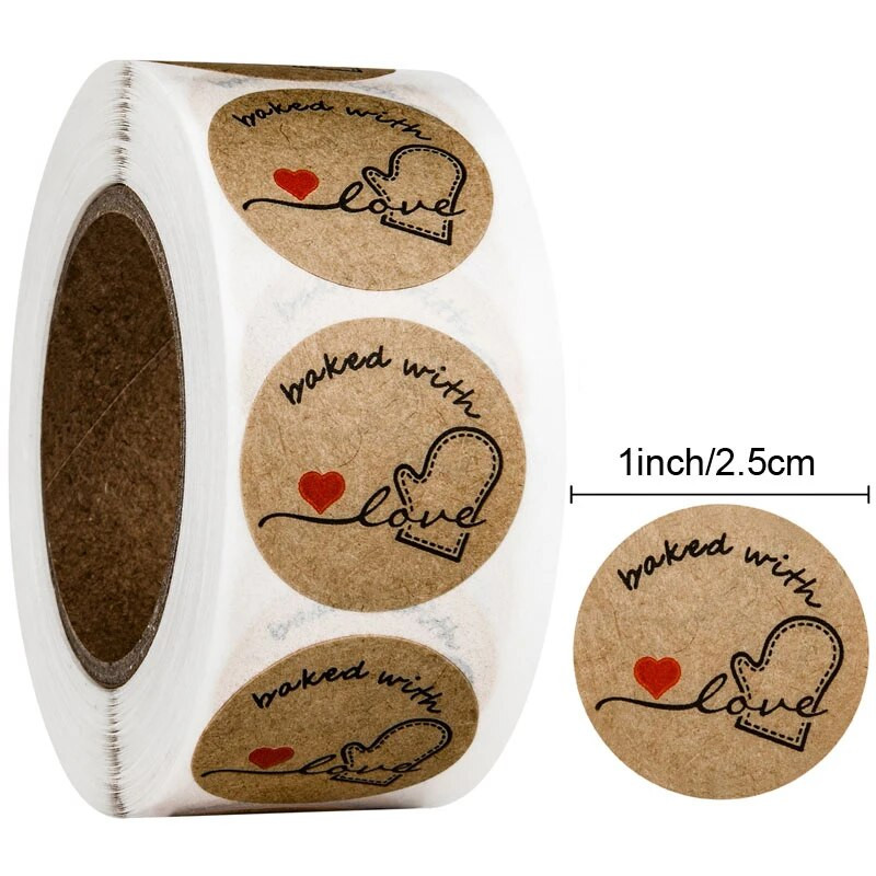 Αυτοκόλλητο χειροποίητο Baked with Love Χειροποίητο σπιτικό αρτοποιείο Αυτοκόλλητα Ετικέτες για Ψωμί Φαγητό Ψωμί Διακόσμηση Πακέτο κέικ