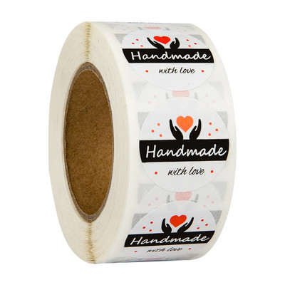 100-500 τμχ Χειροποίητο αυτοκόλλητο με αγάπη Στρογγυλό χαρτί Kraft Αυτοκόλλητες ετικέτες ψησίματος Διακόσμηση γάμου Διακόσμηση πάρτι