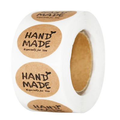 100-500 τμχ Χειροποίητο αυτοκόλλητο με αγάπη Στρογγυλό χαρτί Kraft Αυτοκόλλητες ετικέτες ψησίματος Διακόσμηση γάμου Διακόσμηση πάρτι