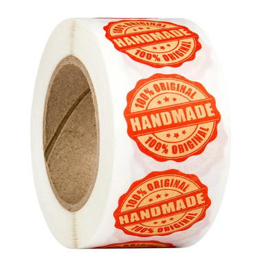 100-500 τμχ Χειροποίητο αυτοκόλλητο με αγάπη Στρογγυλό χαρτί Kraft Αυτοκόλλητες ετικέτες ψησίματος Διακόσμηση γάμου Διακόσμηση πάρτι