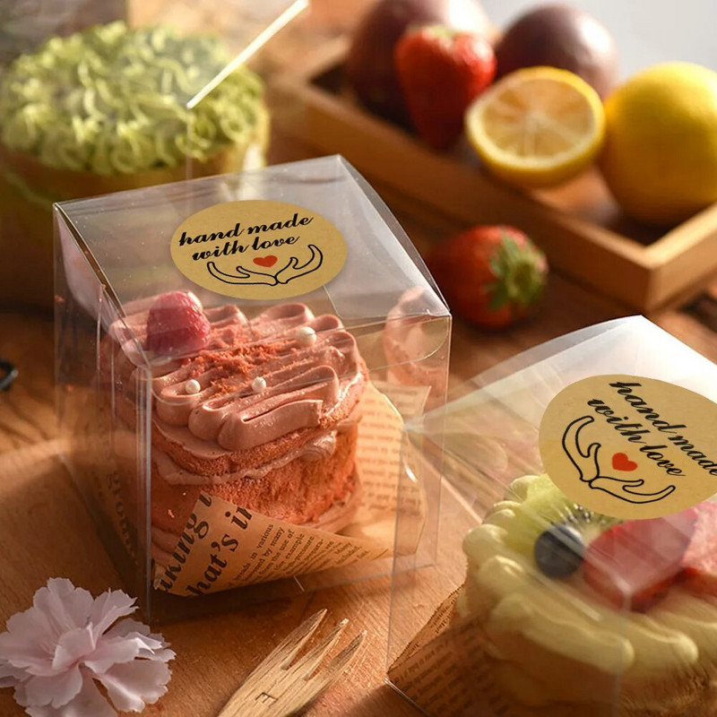 100-500 τμχ Χειροποίητο αυτοκόλλητο με αγάπη Στρογγυλό χαρτί Kraft Αυτοκόλλητες ετικέτες ψησίματος Διακόσμηση γάμου Διακόσμηση πάρτι