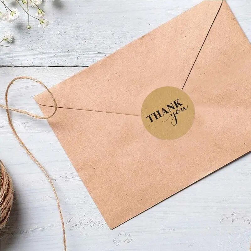 500 tk/rull ümmargune naturaalne kraft tänukleebised pitsat sildid Scrapbookingi kaunistus