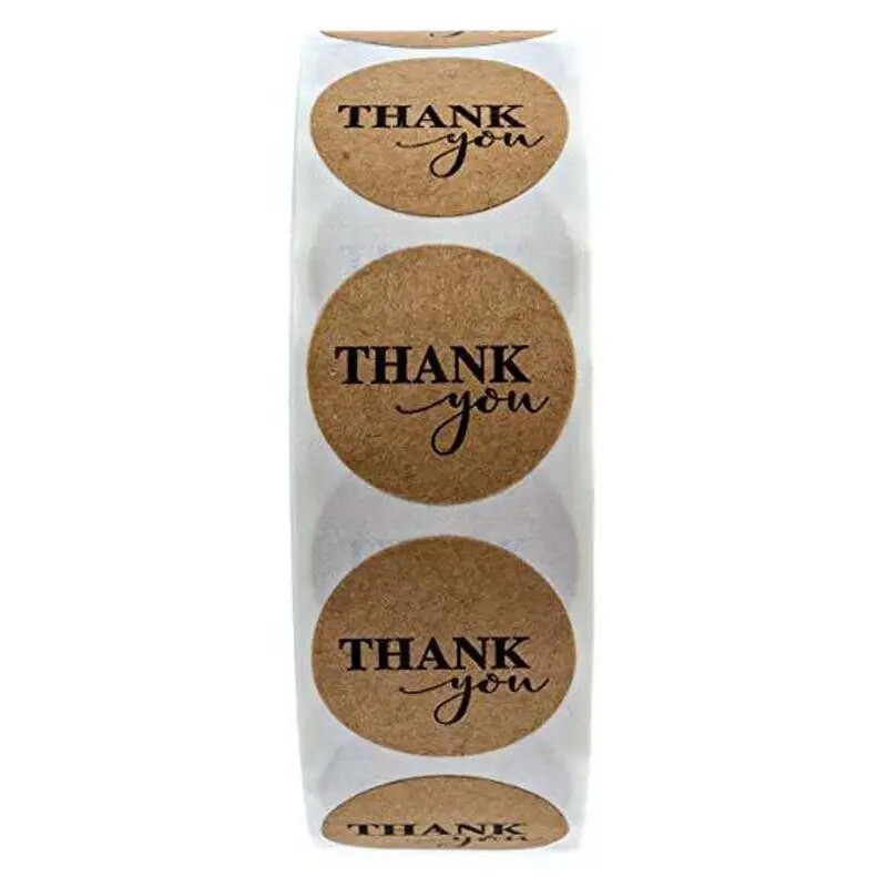 500 tk/rull ümmargune naturaalne kraft tänukleebised pitsat sildid Scrapbookingi kaunistus