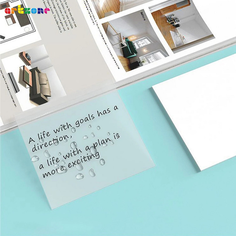 Värvilised läbipaistvad kleeppaberid 50 lehte Veekindlad Postitatud Läbipaistvad kleebised Mittekatvad isekleepuvad memopadjad