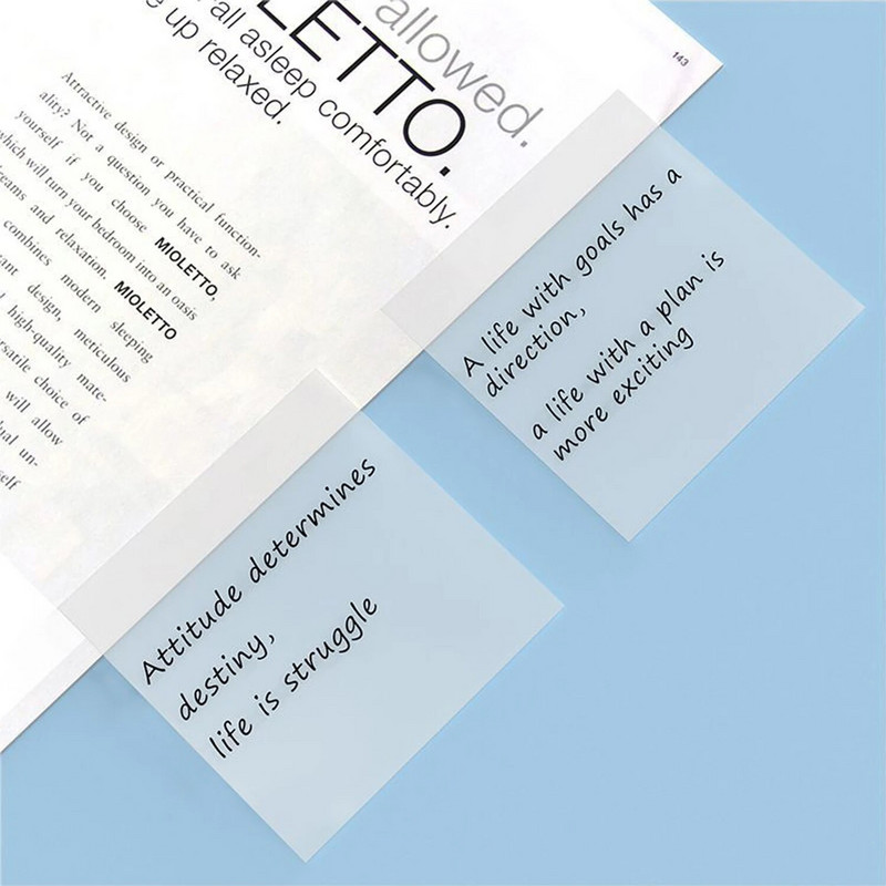 Värvilised läbipaistvad kleeppaberid 50 lehte Veekindlad Postitatud Läbipaistvad kleebised Mittekatvad isekleepuvad memopadjad