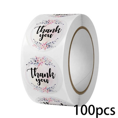 100-500 tk. 5 stiilis tänukleebis pitsatettidele Ümmargused lillelised mitmevärvilised etiketid kleebis Käsitsi valmistatud pakkumise kirjatarvete kleebis