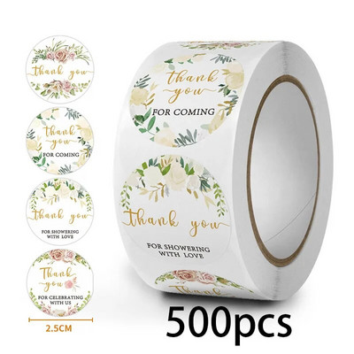 100-500 tk. 5 stiilis tänukleebis pitsatettidele Ümmargused lillelised mitmevärvilised etiketid kleebis Käsitsi valmistatud pakkumise kirjatarvete kleebis