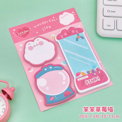 60 de coli Kawaii Posted It Bloc-note adezive Blocnote Blocnote drăguțe Note papetărie pentru studenți Rechizite de birou pentru școală Blocnotes cu desene animate