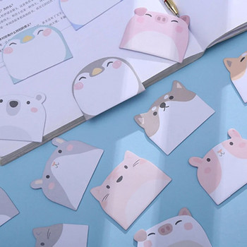 45 листа/пакет анимационни лепкави бележки Kawaii Penguin Pig Bear Cat Memo Pads Стикери Подаръци за ученици Канцеларски материали Училищни офис консумативи