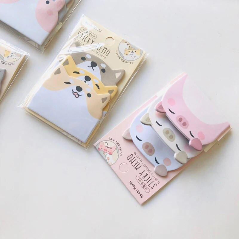 45 lehte/pakk Multikas kleepmärkmed Kawaii pingviin, sigade karu kass, memolehed Kleebised õpilaste kingitused kirjatarbed kooli kontoritarbed