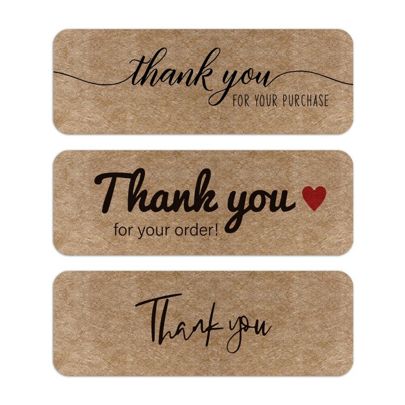 120 τεμ/συσκευασία Σας ευχαριστούμε για την παραγγελία σας Αυτοκόλλητα Kraft Ορθογώνιες ετικέτες για μικρές επιχειρήσεις Χειροποίητα ντεκόρ vintage αυτοκόλλητα