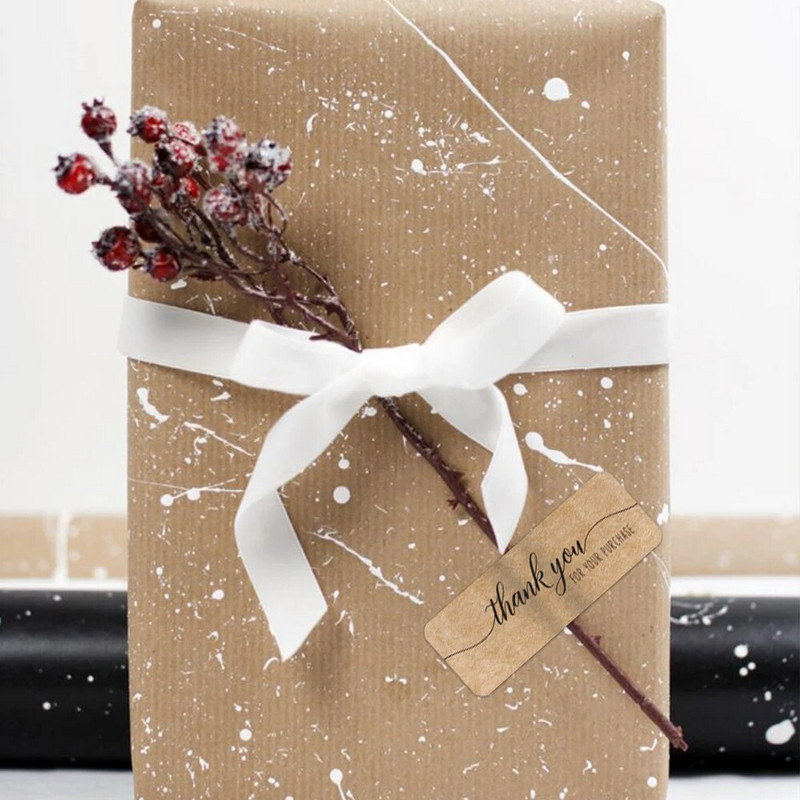 120 τεμ/συσκευασία Σας ευχαριστούμε για την παραγγελία σας Αυτοκόλλητα Kraft Ορθογώνιες ετικέτες για μικρές επιχειρήσεις Χειροποίητα ντεκόρ vintage αυτοκόλλητα