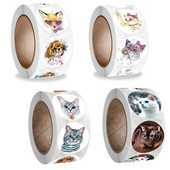 Armas kass, 100-500 tk Kleebised pitseerimissildid auhinnakleebis kooliõpetajale armsad loomad lastele kirjatarvete kleebis kingituseks kaunistus