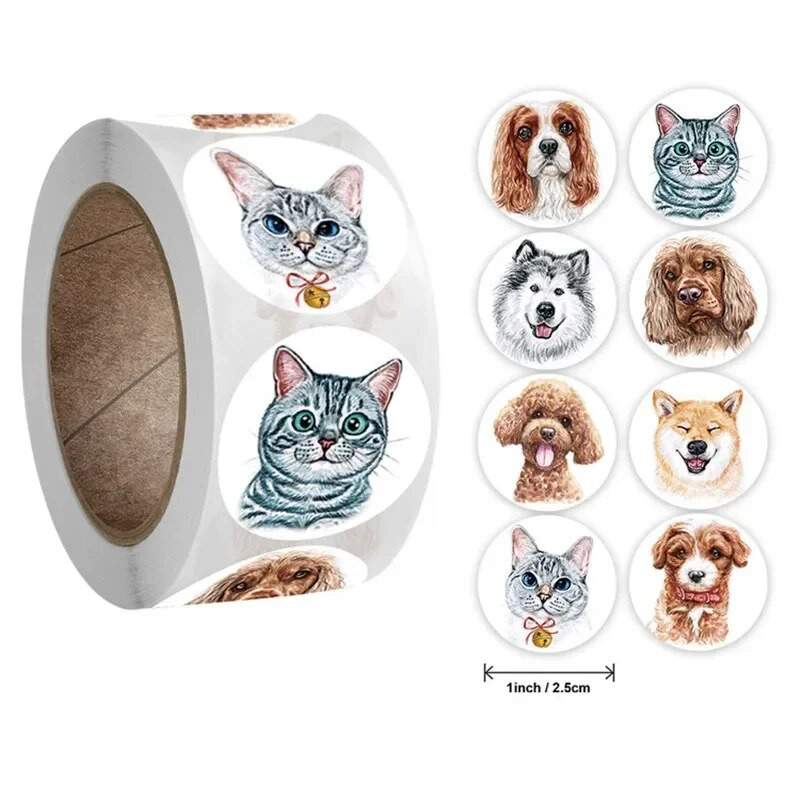 Armas kass, 100-500 tk Kleebised pitseerimissildid auhinnakleebis kooliõpetajale armsad loomad lastele kirjatarvete kleebis kingituseks kaunistus