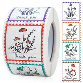 500 tk Ruudukujulised lainelised lilled Aitäh kleebis Festival Pulma sünnipäevapeok Kingituse kaunistus Ümbrikupitseri Pulga Küpsetuskleebis