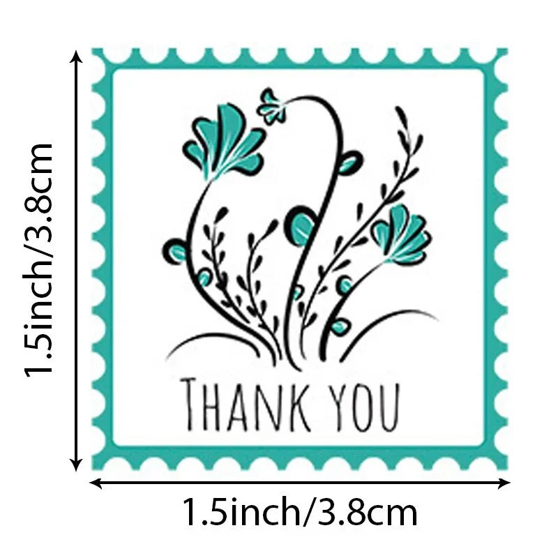 500 tk Ruudukujulised lainelised lilled Aitäh kleebis Festival Pulma sünnipäevapeok Kingituse kaunistus Ümbrikupitseri Pulga Küpsetuskleebis