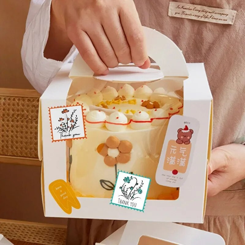 500 tk Ruudukujulised lainelised lilled Aitäh kleebis Festival Pulma sünnipäevapeok Kingituse kaunistus Ümbrikupitseri Pulga Küpsetuskleebis