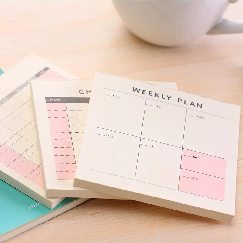 1 ΤΕΜ New Cute Kawaii Weekly Monthly Work Planner Book Diary Agenda for Office Kids School Supplies Note Pad Sticky Note