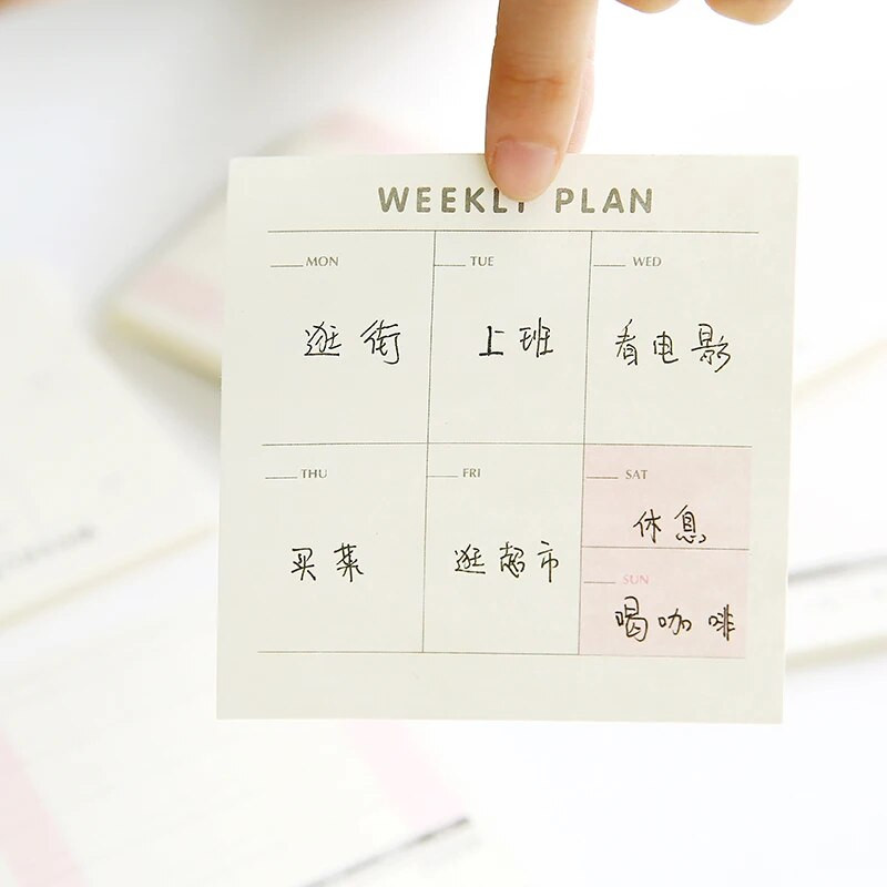 1 ΤΕΜ New Cute Kawaii Weekly Monthly Work Planner Book Diary Agenda for Office Kids School Supplies Note Pad Sticky Note